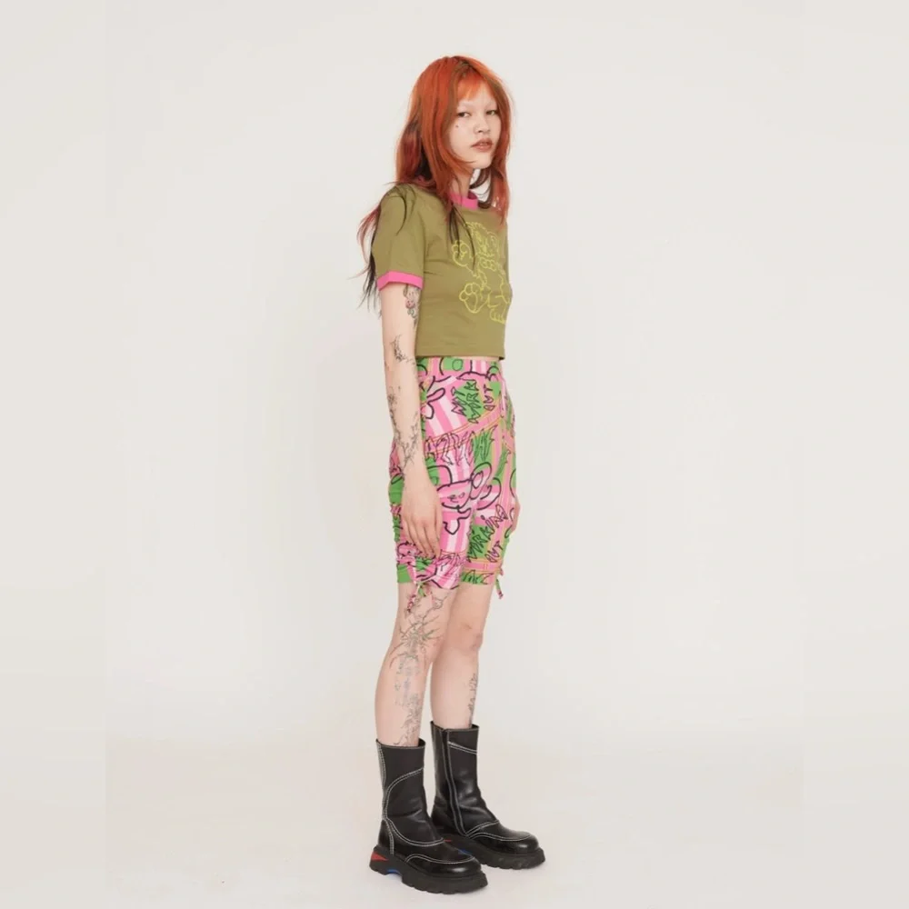 Lazy Oaf Not Working Out Rouched Cycling Shorts UK size 10, new without tags. - Picture 3 of 5